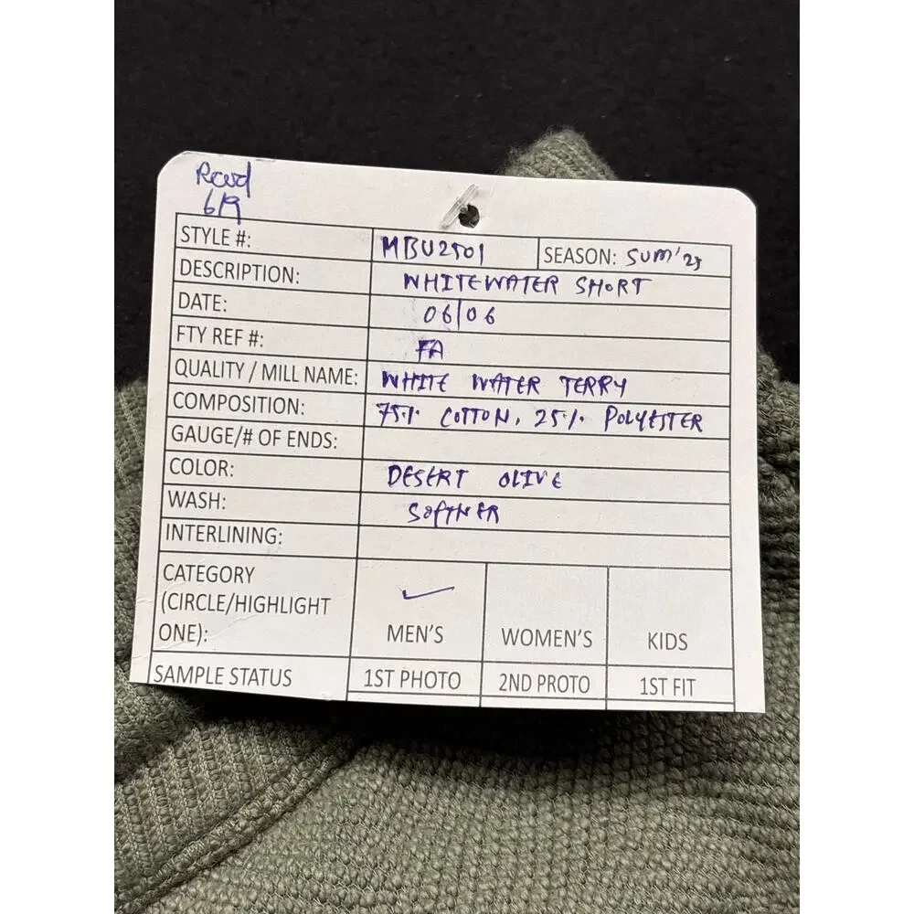 Faherty Whitewater Short Olive Sample Deadstock M